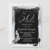 Invitation Parties scintillant d'argent talons hauts 50e fête (Devant)