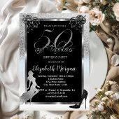 Invitation Parties scintillant d'argent talons hauts 50e fête