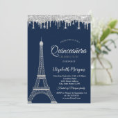 Invitation Parties scintillant d'argent Tour Eiffel, Drives Q (Debout devant)