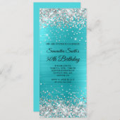 Invitation Parties scintillant d'argent Turquoise Blue Foil 5 (Devant / Derrière)