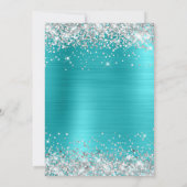 Invitation Parties scintillant d'argent Turquoise Blue Foil A (Dos)