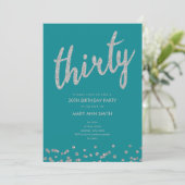 Invitation Parties scintillant d'argent turquoise Type 30e fê (Debout devant)
