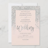 Invitation Parties scintillant d'argent typographie mariage r (Devant)