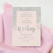 Invitation Parties scintillant d'argent typographie mariage r