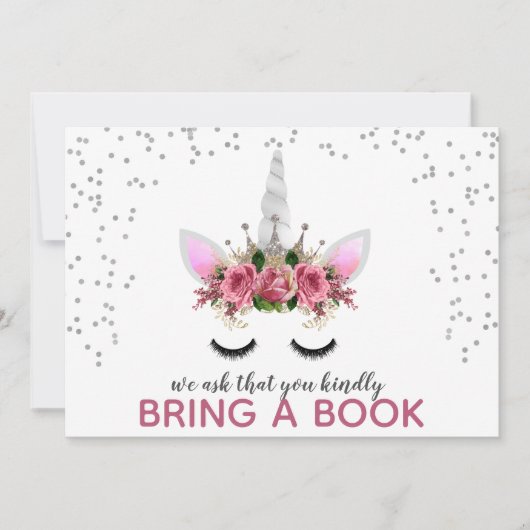 Invitation Parties scintillant D'Argent Unicorn Princesse App (Devant)