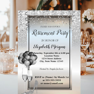 Invitation Parties scintillant d'argent, Verre, Ballons Retra