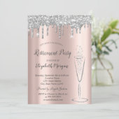 Invitation Parties scintillant d'argent verre gouttes Rose or (Debout devant)