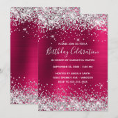 Invitation Parties scintillant d'argent vin rose Ombre huile  (Devant / Derrière)