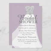 Invitation Parties scintillant d'argent violet Fête des marié (Devant / Derrière)