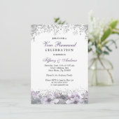 Invitation Parties scintillant d'argent violet fleuri Vow Ren (Debout devant)