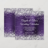 Invitation Parties scintillant d'argent Violet foncé huile de (Devant / Derrière)
