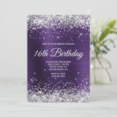 Invitation Parties scintillant d'argent Violet foncé Ombre Fo (Debout devant)