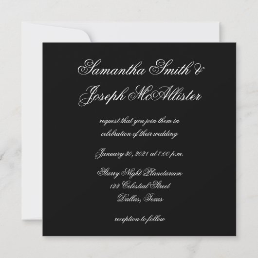 Invitation Parties scintillant d'argent violet Galaxy Mariage (Dos)