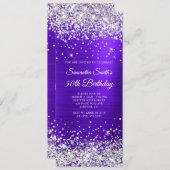 Invitation Parties scintillant d'argent Violet Indigo 50e ann (Devant / Derrière)
