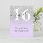 Invitation Parties scintillant d'argent violet lilas ombre gi (Debout devant)