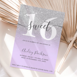 Invitation Parties scintillant d'argent violet lilas ombre gi
