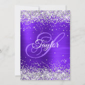 Invitation Parties scintillant d'argent violet Monogramme 30e (Dos)