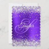 Invitation Parties scintillant d'argent violet Monogramme 50e (Dos)