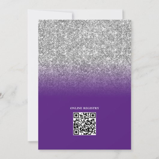 Invitation Parties scintillant d'argent violet ombre QR Code  (Dos)