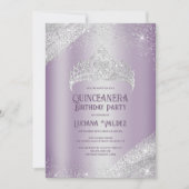Invitation Parties scintillant d'argent violet Princesse Tiar (Devant)