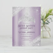 Invitation Parties scintillant d'argent violet Princesse Tiar (Debout devant)