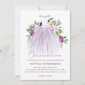Invitation Parties scintillant d'argent violet robe florale Q (Devant)