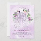 Invitation Parties scintillant d'argent violet robe florale Q (Devant)