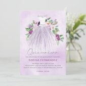 Invitation Parties scintillant d'argent violet robe florale Q (Debout devant)