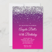 Invitation Parties scintillant d'argent violet rose dégradé 4 (Devant)