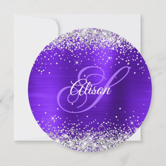 Invitation Parties scintillant d'argent violet violet fantais (Dos)