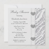Invitation Parties scintillant d'argent Zebra Impression et B (Dos)