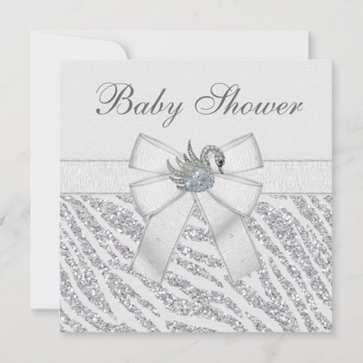 Invitation Parties scintillant d'argent Zebra Impression et B (Devant)