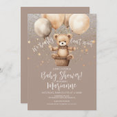 Invitation Parties scintillant de Baby shower d'ours Bohemian (Devant / Derrière)