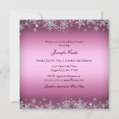 Invitation Parties scintillant de Baby shower Pink Snowflake (Dos)
