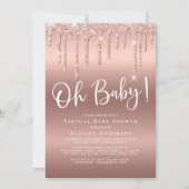 Invitation Parties scintillant de Baby shower virtuel Rose Go (Devant)