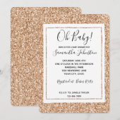 Invitation Parties scintillant de broche Rose Gold Blush Glit (Devant / Derrière)