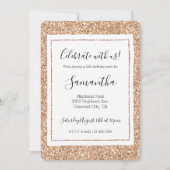 Invitation Parties scintillant de broche Rose Gold Blush Glit (Devant)