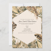 Invitation Parties scintillant de bronze or Palm Tropical Feu (Devant)