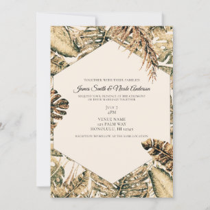 Invitation Parties scintillant de bronze or Palm Tropical Feu