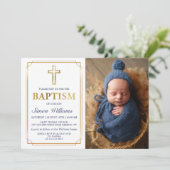 Invitation Parties scintillant de cadre d'or moderne Marine B (Debout devant)