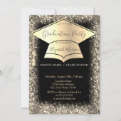 Invitation Parties scintillant de capuchon Gold Graduation Bl (Devant)