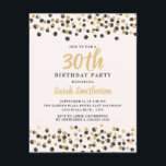 Invitation Parties scintillant de Confetti en or noir blanc 3<br><div class="desc">Elégante parties scintillant de confettis noir et or sur l'invitation blanche de fête du 30e anniversaire pour les femmes.</div>