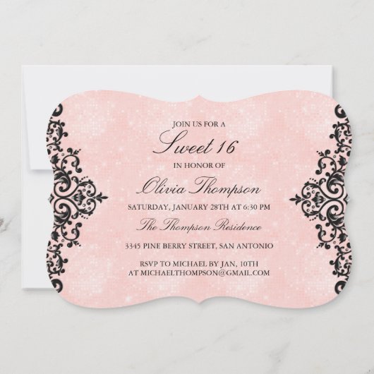 Invitation Parties scintillant de corail Chevron & Damask Swe (Dos)