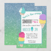 Invitation Parties scintillant de crème glacée estivale Voici (Devant / Derrière)