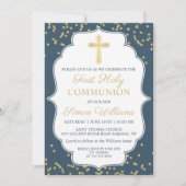 Invitation Parties scintillant de Croix d'or bleu marine Prem (Devant)