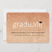 Invitation Parties scintillant de cuivre Graduate Simple Grad (Devant)