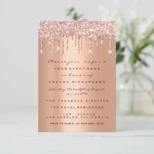 Invitation Parties scintillant de cuivre Rose Gold Bridal Swe (Debout devant)
