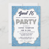 Invitation Parties scintillant de Denim et Diamonds Sweet 16  (Devant)