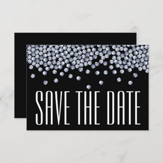 Invitation Parties scintillant de diamant Mariage Enregistrer (Devant / Derrière)