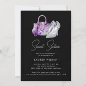 Invitation Parties scintillant de diamants violets Sweet sixt (Devant)